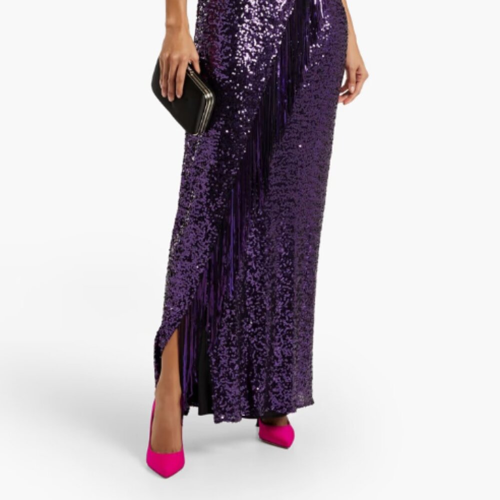 Badgley Mischka One-Shoulder Purple Sequin Gown - Picture 5 of 5
